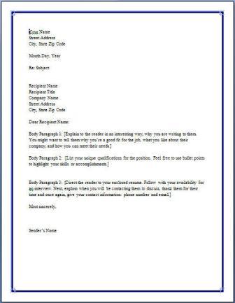 Cover letter format for resume