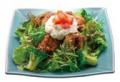 鶏竜田揚げとポテトのねぎソースたっぷり野菜の定食