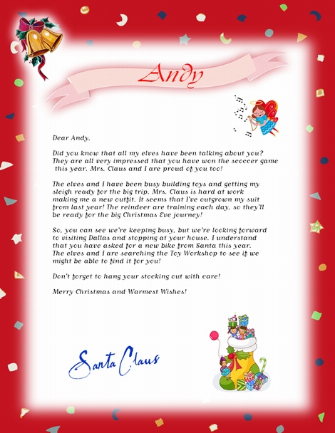 サンタクロースからの手紙 無料印刷 こどもと楽しむダラス生活情報